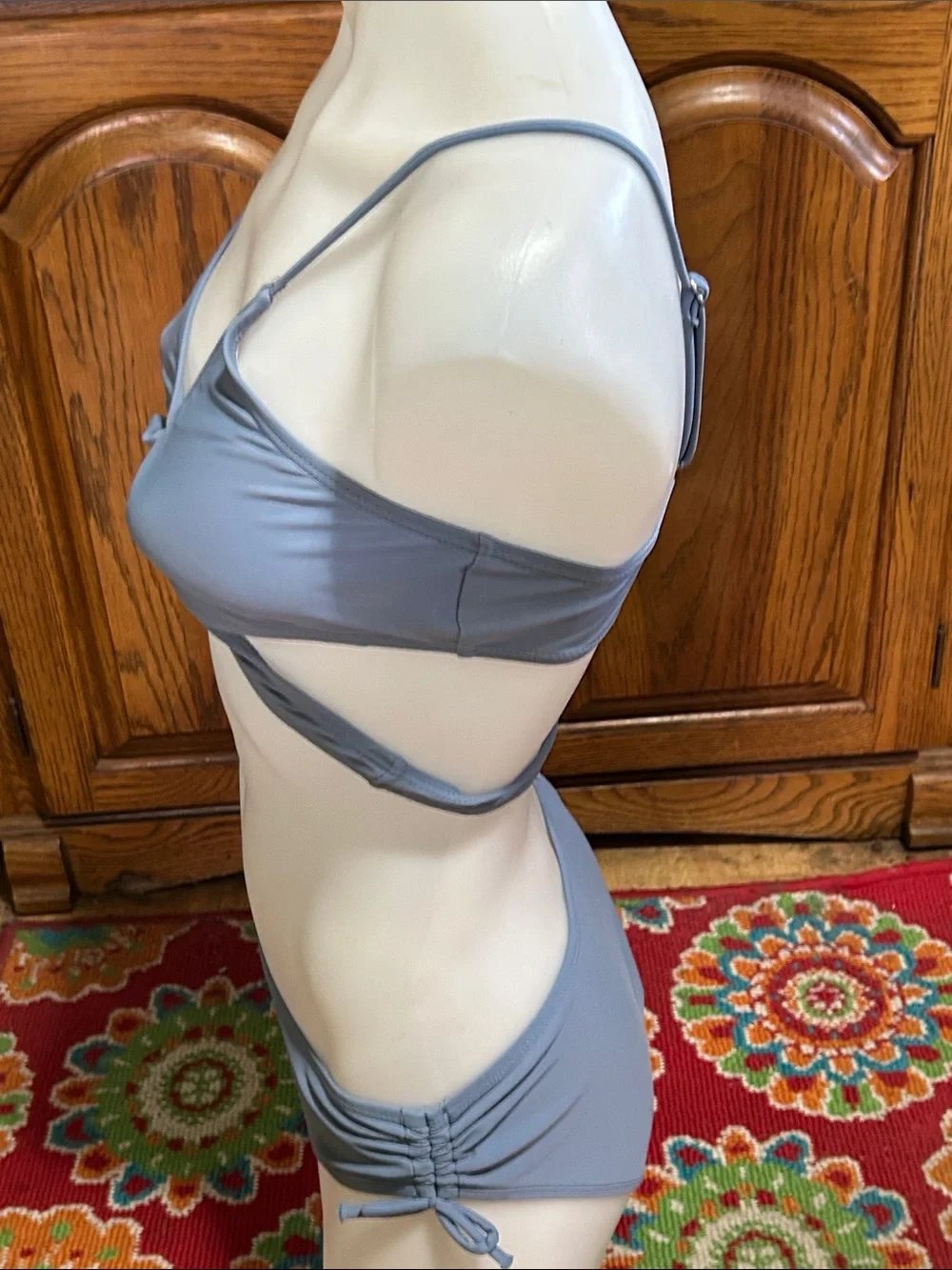 Girls' Knot-Front Light Blue Bikini Set Size XL